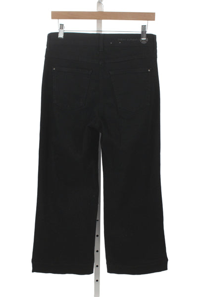 Dream Jeans Women Wide-Leg Jeans Black Cotton High Rise Button Size 38
