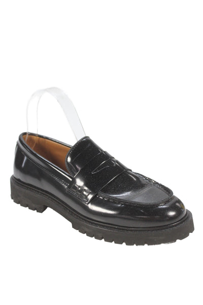 Thursday Everyday Womens Patent Leather Penny Loafers Black Size 7.5