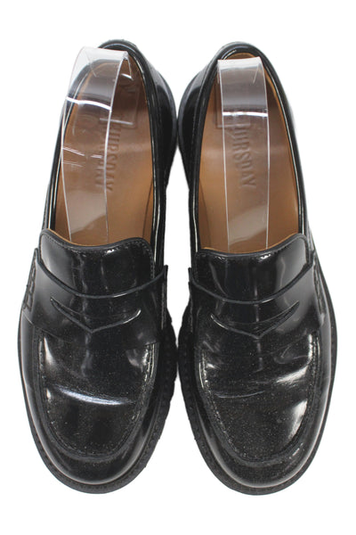 Thursday Everyday Womens Patent Leather Penny Loafers Black Size 7.5