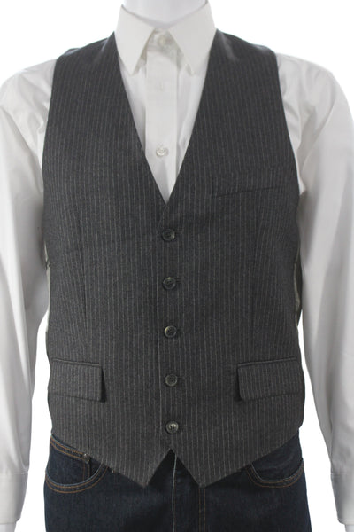 Alexander McQueen Men Gray Wool Striped Vest Size 50