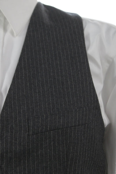 Alexander McQueen Men Gray Wool Striped Vest Size 50