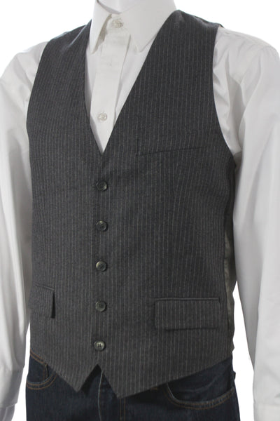 Alexander McQueen Men Gray Wool Striped Vest Size 50