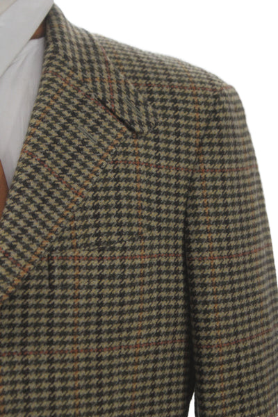 Etro Milano Mens Brown Plaid Cashmere Blazer Button Front Size 50