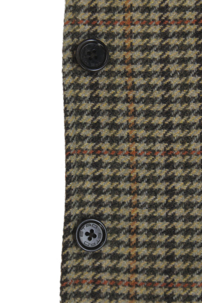 Etro Milano Mens Brown Plaid Cashmere Blazer Button Front Size 50