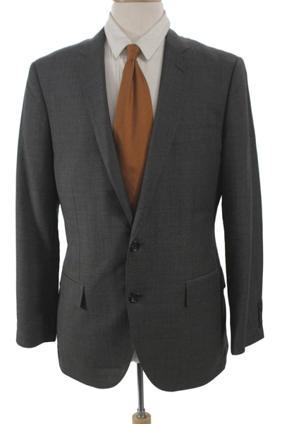 J Crew Mens 2 Piece Suit Jacket Gray 100% Wool Button Solid Size 40