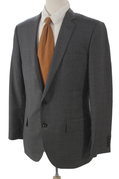 J Crew Mens 2 Piece Suit Jacket Gray 100% Wool Button Solid Size 40