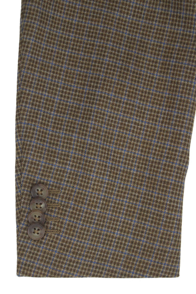 Ermenegildo Zegna Mens Brown Wool Plaid Blazer Button Size 50