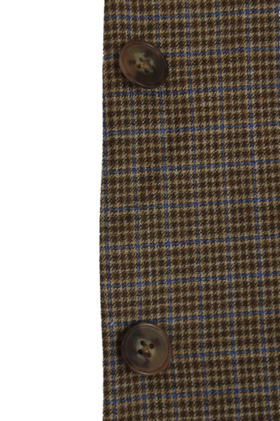 Ermenegildo Zegna Mens Brown Wool Plaid Blazer Button Size 50