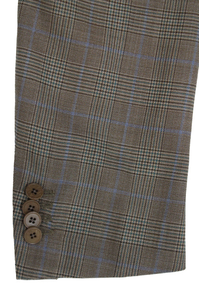 Ermenegildo Zegna Mens Blazer Brown Plaid 100% Wool Button Closure Size 50