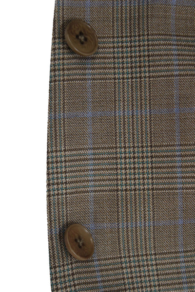 Ermenegildo Zegna Mens Blazer Brown Plaid 100% Wool Button Closure Size 50
