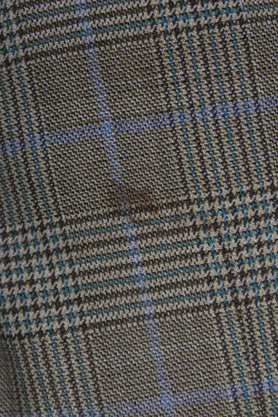 Ermenegildo Zegna Mens Blazer Brown Plaid 100% Wool Button Closure Size 50