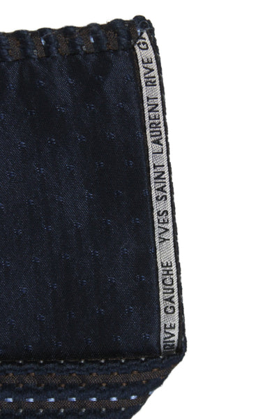 YSL Mens Silk Striped Classic Neck Tie Navy Size OS
