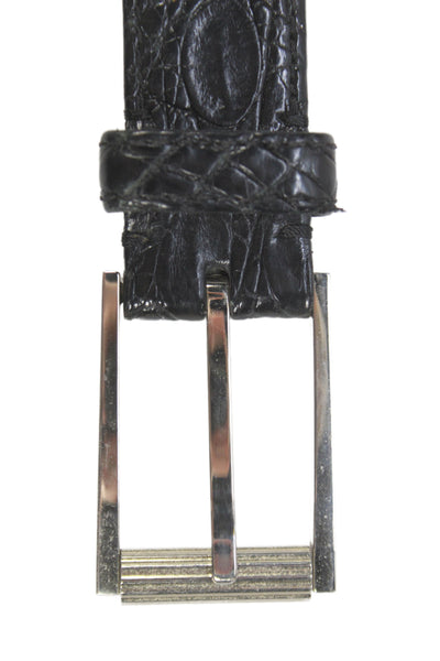 Tom Ford Genuine Crocodile Frame Buckle Belt Black Size 36