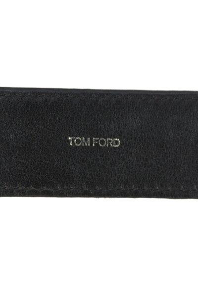 Tom Ford Genuine Crocodile Frame Buckle Belt Black Size 36