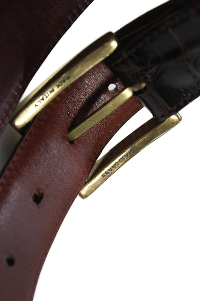 Lai Mens Genuine Alligator Frame Buckle Belt Brown Size 34