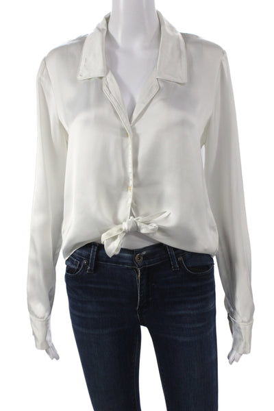 Wilfred Women Cropped Collared Cupro Blouse Long Sleeve White Size S