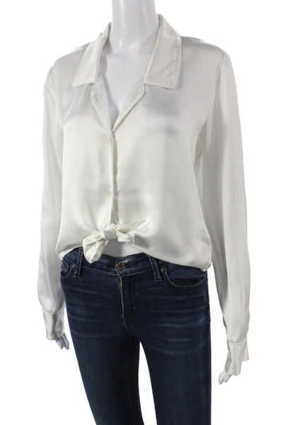 Wilfred Women Cropped Collared Cupro Blouse Long Sleeve White Size S