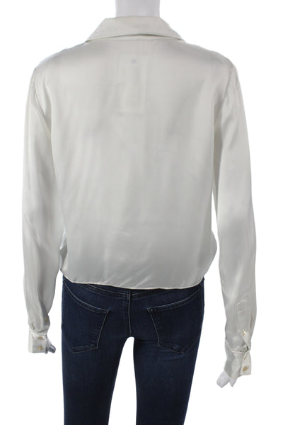 Wilfred Women Cropped Collared Cupro Blouse Long Sleeve White Size S