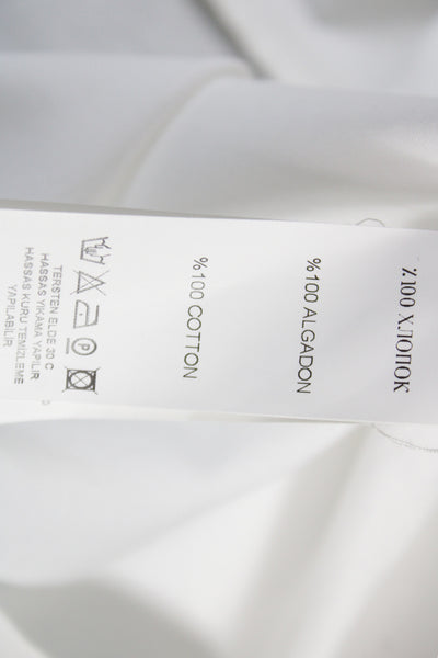Gizia Womens Tunic Blouse White VNeck Long Sleeve Cotton Boho Size 36