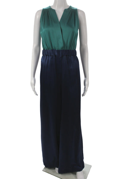 Carolina Ritzler Women Green Colorblock V-Neck Sleeveless Jumpsuit Size 36