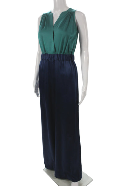 Carolina Ritzler Women Green Colorblock V-Neck Sleeveless Jumpsuit Size 36
