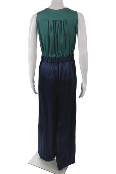 Carolina Ritzler Women Green Colorblock V-Neck Sleeveless Jumpsuit Size 36