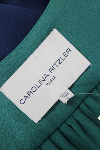 Carolina Ritzler Women Green Colorblock V-Neck Sleeveless Jumpsuit Size 36