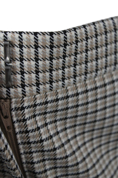 Theory Womens Ankle Pants Beige Check Hook & Eye Polyamide Classic Size 6
