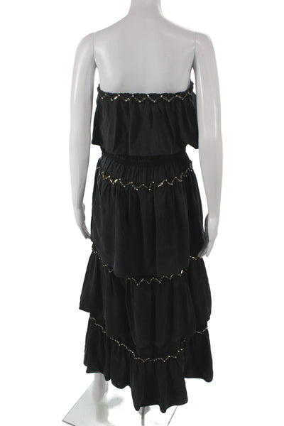 Sonia Rykiel Womens Maxi Dress Off Shoulder Black Zip Mid Calf Size 38