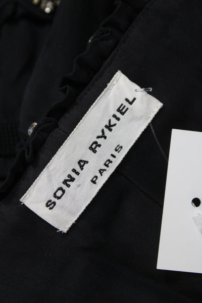 Sonia Rykiel Womens Maxi Dress Off Shoulder Black Zip Mid Calf Size 38
