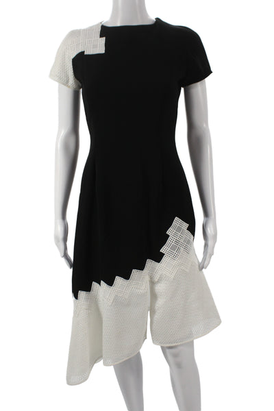 Jonathan Simkhai Womens Sheath Dress Black Short Sleeve Round Neck Size 6