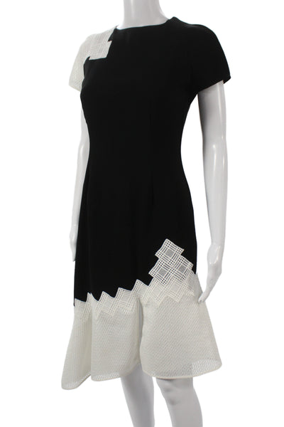 Jonathan Simkhai Womens Sheath Dress Black Short Sleeve Round Neck Size 6