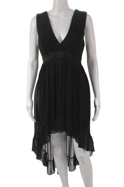 Sandro Paris Women Fit & Flare Dress Black V Neck Sleeveless Cocktail Size 38