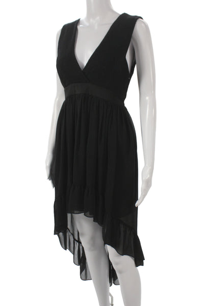 Sandro Paris Women Fit & Flare Dress Black V Neck Sleeveless Cocktail Size 38