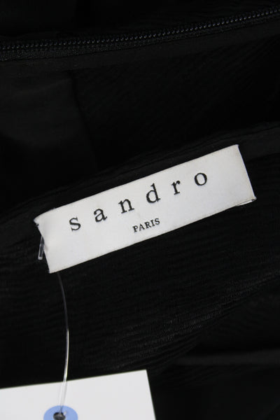 Sandro Paris Women Fit & Flare Dress Black V Neck Sleeveless Cocktail Size 38