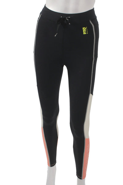 PE Nation Women Black Colorblock Ankle Leggings Athleisure Size S