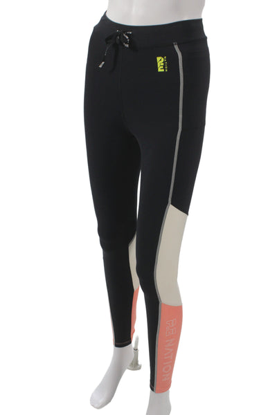 PE Nation Women Black Colorblock Ankle Leggings Athleisure Size S