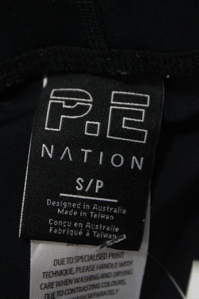PE Nation Women Black Colorblock Ankle Leggings Athleisure Size S