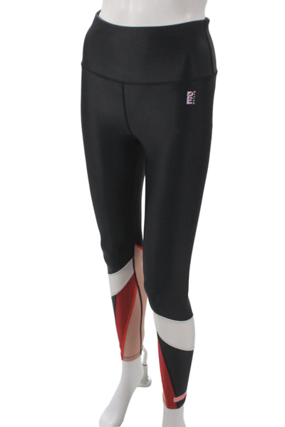 PE Nation Women Black Ankle Leggings 78% Recycled Nylon Athleisure Size M