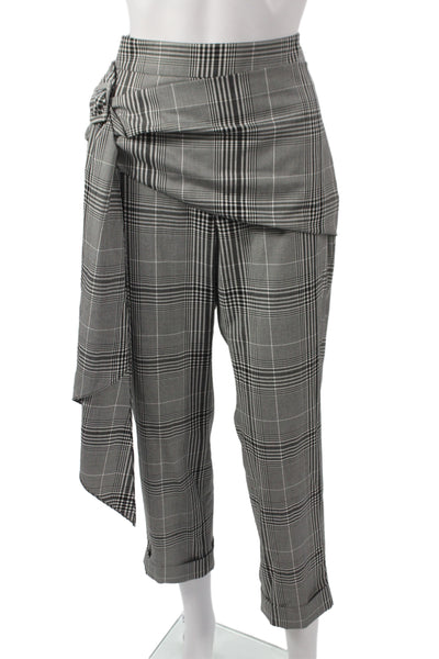 Hellessy Women Ankle Pants Gray Plaid 66% Polyester Zip Inseam 26 Size 8