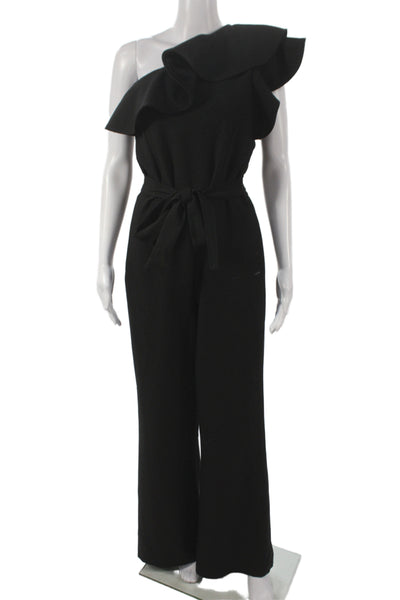 Karina Grimaldi Women Black One Shoulder Jumpsuit Sleeveless Size M
