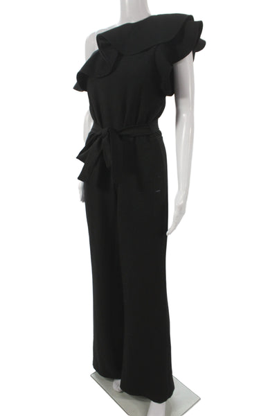 Karina Grimaldi Women Black One Shoulder Jumpsuit Sleeveless Size M
