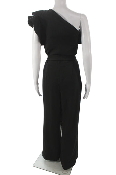 Karina Grimaldi Women Black One Shoulder Jumpsuit Sleeveless Size M