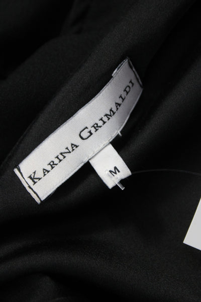 Karina Grimaldi Women Black One Shoulder Jumpsuit Sleeveless Size M