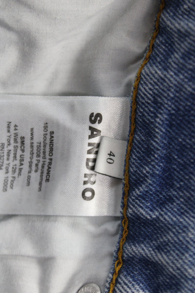 Sandro Women Mom High Rise Blue Cotton Jeans Size 40
