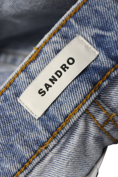 Sandro Women Mom High Rise Blue Cotton Jeans Size 40