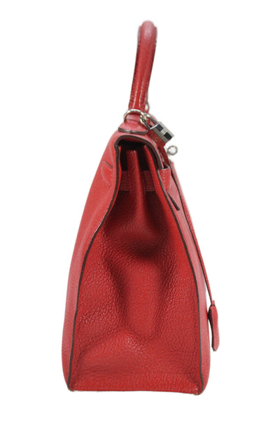 Hermes Womens Palladium Hardware Rouge de Couer Chèvre Kelly 32 Handbag