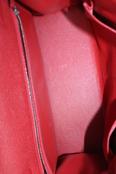 Hermes Womens Palladium Hardware Rouge de Couer Chèvre Kelly 32 Handbag