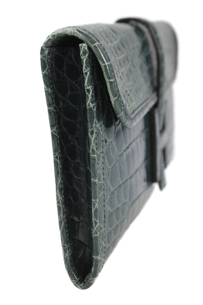 Hermes Womens Bleu Izmir Crocodilus Niloticus Jige Elan Clutch Handbag