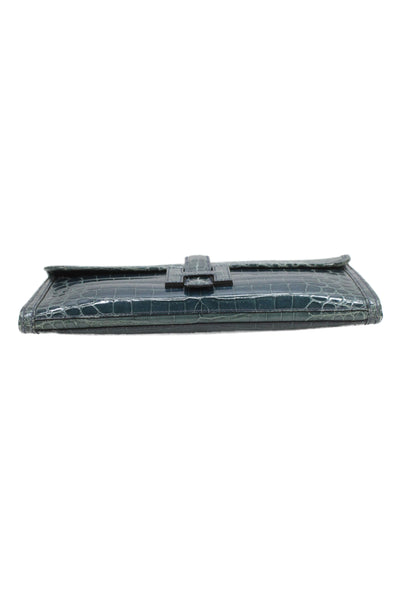 Hermes Womens Bleu Izmir Crocodilus Niloticus Jige Elan Clutch Handbag